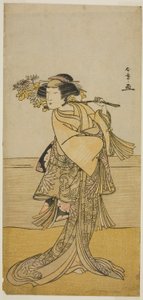 The Actor Nakamura Tomijuro I as a Female Fox from Mt. Ubagadake in the Play Chigo Torii Tobiiri Kitsune, Performed at the Ichimura Theater in the Eleventh Month, 1777 by Katsukawa Shunsho