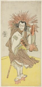 The Actor Nakayama Kojuro VI as Osada no Taro Kagemune, in the Guise of a Lamplighter of Gion Shrine, in Act Three from Part One of the Play Yukimotsu Take Furisode Genji by Katsukawa Shunsho