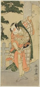 The Actor Otani Hiroji III in a Stage Pose Before a Shrine Gateway by Katsukawa Shunsho