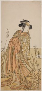 The Actor Segawa Kikunojo III as Spirit of a Mandarin Duck Disguised as Tagasode, in the Play Hana-zumo Genji Hiiki, Performed at the Nakamura Theater in the Eleventh Month, 1775 by Katsukawa Shunsho