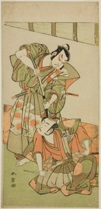 The Actors Ichikawa Yaozo II as Konoshita Hyokichi and Sakata Hangoro II as Matsunaga Daizen Hisahide, in the Play Gion Sairei Shinko Ki, Performed at the Ichimura Theater in the Fifth Month, 1775 by Katsukawa Shunsho