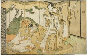 The Actors Nakamura Nakazo I as Taira no Kiyomori (right), and Yamashita Kinsaku II as Tokiwa Gozen (left), in the Play Nue no Mori Ichiyo no Mato, Performed at the Nakamura Theater in the Eleventh Month, 1770 by Katsukawa Shunsho
