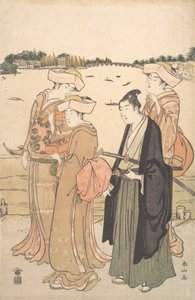 A Young Samurai and Three Women by Katsukawa Shunzan