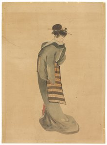 Standing Beauty (back view) by Katsushika (school of) Hokusai