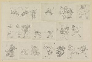 Eleven Different Representations of People by Katsushika Hokusai (possibly)