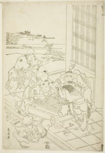 Chinese and Tartar Boys Quarreling over a Game of Go by Katsushika Hokusai