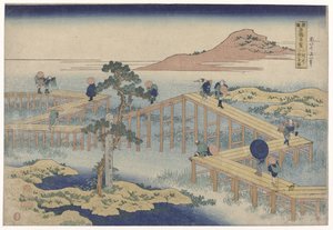 The Zigzag Bridge in Mikawa Province by Katsushika Hokusai