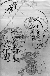 Ebisu and Daikoku Celebrating the New Year Festival by Katsushika Hokusai