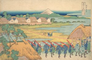Fuji Seen in the Distance from Senju Pleasure Quarter by Katsushika Hokusai