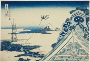 Honganji Temple at Asakusa in Edo, from the series "Thirty-six Views of Mount Fuji" by Katsushika Hokusai