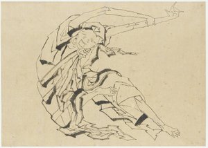 Long-armed man stretching, Edo period by Katsushika Hokusai