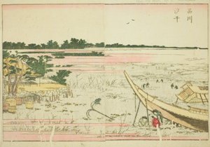 Low Tide at Shinagawa, from the illustrated book "Picture Book of Amusements of the East" by Katsushika Hokusai