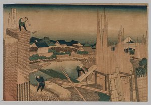 Lumber Yard by Katsushika Hokusai