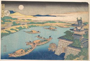 Moonlight on the Yodo River, from the Series Snow, Moon, and Flowers by Katsushika Hokusai