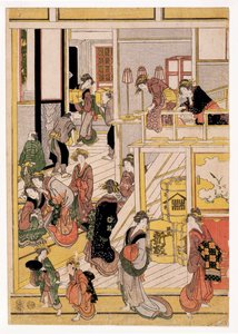 New Years Days of the Teahouse Ogi-ya by Katsushika Hokusai