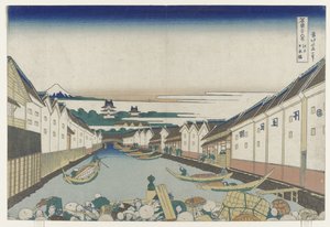 Nihonbashi Bridge in Edo by Katsushika Hokusai