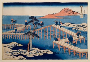 Old View of the Eight-part Bridge at Yatsuhashi in Mikawa Province, from the Series Remarkable Views of Bridges in Various Provinces by Katsushika Hokusai