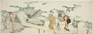 On the Footbridge by Katsushika Hokusai