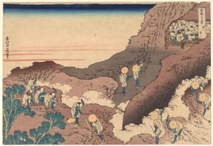Pilgrims Ascending the Peak, from the Series Thirty-Six Views of Mount Fuji by Katsushika Hokusai
