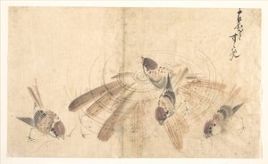 Sparrows by Katsushika Hokusai