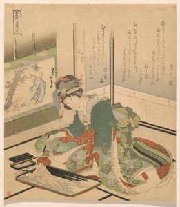 Stone, from the series Three Children by Katsushika Hokusai