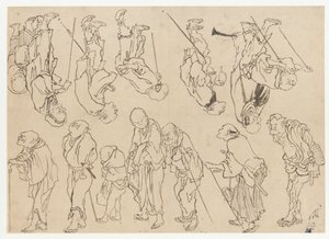 Studies of Lame Pilgrims by Katsushika Hokusai