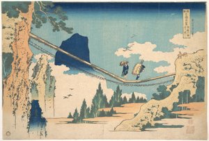 The Suspension Bridge on the Border of Hida and Etchū Provinces, from the series Remarkable Views of Bridges in Various Provinces by Katsushika Hokusai