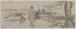Two Women and a Child Beside a Goldfish Tank by Katsushika Hokusai