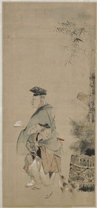 Two entertainers strolling on the New Year, Edo period