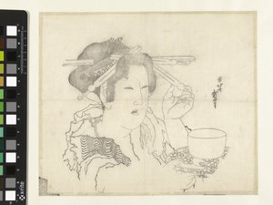 Woman with Teacup by Katsushika Hokusai