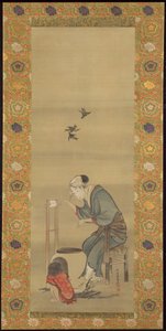 Woman Spinning Silk by Katsushika Hokusai