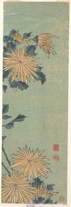 Yellow Chrysanthemums on a Blue Ground