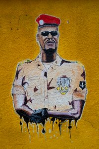 Street Art Portrait of Mamadi Doumbouya, Conakry, 2019