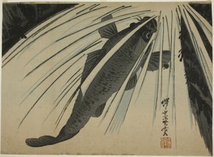 Carp Ascending Falls by Kawanabe Kyosai