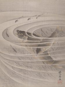 Fish in a Whirlpool, ca. 1887 by Kawanabe Kyosai