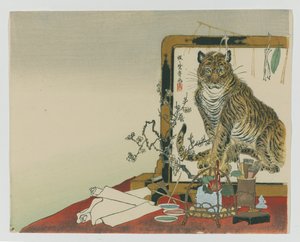 Standing Screen (Tsuitate) of a Tiger, 1878 by Kawanabe Kyosai