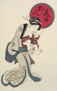Woman Holding a Baby by Keisai Eisen