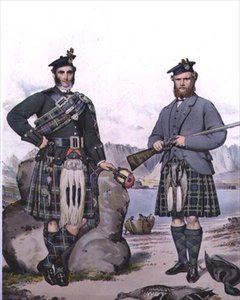 Kilted Huntsmen from the Hebrides, Engraved by Vincent Brooks by Kenneth (after) Macleay