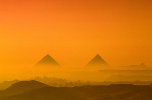 Egypt; Old Kingdom; Giza Plateau; Pyramids at Giza; Khufu; Khafre; Menkaure by Kenneth Garrett