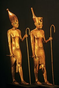 Gilded wood figures of Pharaoh King Tut, Tutankhamun, 2009 (photo)