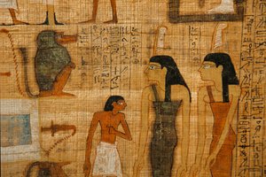 Goddess Maat painted on funerary Papyrus, 2003 by Kenneth Garrett