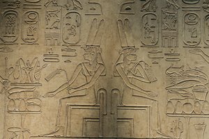 Relief from Abydos, Mut goddess, artifact; Egypt by Kenneth Garrett