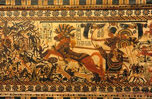 Wall painting in tomb of King Tutankhamun; King Tutankhamun; Egypt; New Kingdom by Kenneth Garrett