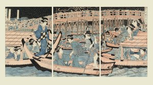 Cooling off by the Ryogoku Bridge by Kikugawa Eizan