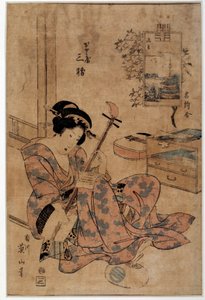 Japanese Art: Musician. Prints by Eizan Kikugawa, 18th Century by Kikukawa Eizan