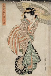 Modern Beauty in a Snow Storm by Kikukawa Eizan