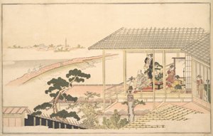 A Party of Merrymakers in a House in the Yoshiwara on a Moonlight Night, 1789