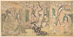 A View of the Pleasures of the Taiko and His Five Wives at Rakutō