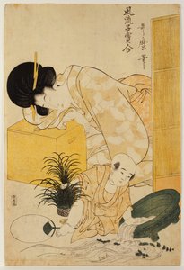 A Mother Dozing While Her Child Topples a Fish Bowl, from the Series 