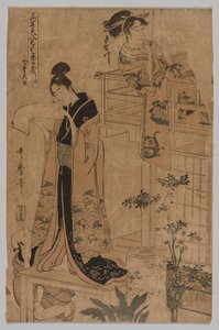 Act VII from the series The Storehouse of Loyal Retainers As Portrayed by Famous Beauties in Twelve Leaves by Kitagawa Utamaro